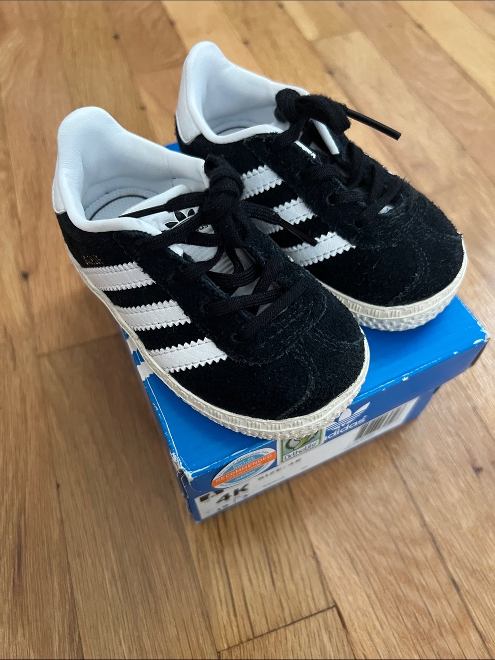 adidas Kids Black and White Suede Stripe Sneakers